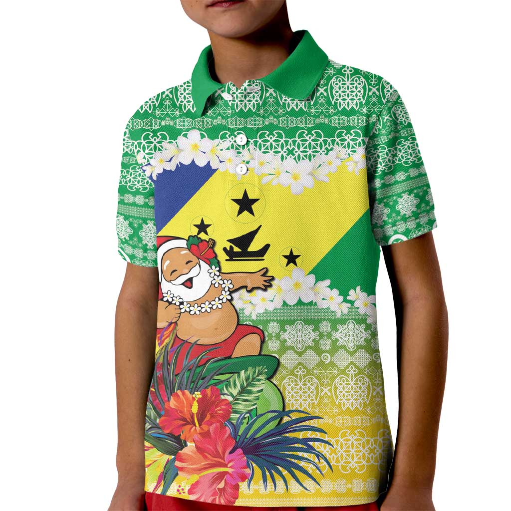 Personalised Malampa Joyeux Noel Kid Polo Shirt Proud To Be a Ni-Van Sand Drawing Art LT9 Kid Lime - Polynesian Pride