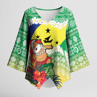 Personalised Malampa Joyeux Noel Kimono Sleeve Blouse Proud To Be a Ni-Van Sand Drawing Art - Polynesian Pride