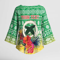 Personalised Malampa Joyeux Noel Kimono Sleeve Blouse Proud To Be a Ni-Van Sand Drawing Art - Polynesian Pride