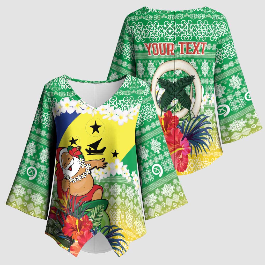 Personalised Malampa Joyeux Noel Kimono Sleeve Blouse Proud To Be a Ni-Van Sand Drawing Art - Polynesian Pride