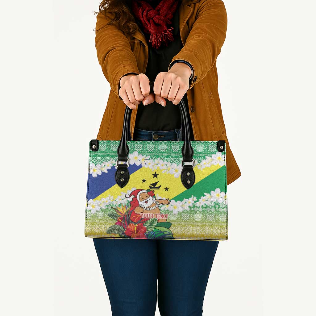 Personalised Malampa Joyeux Noel Leather Bag Proud To Be a Ni-Van Sand Drawing Art - Polynesian Pride