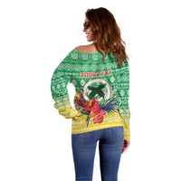Personalised Malampa Joyeux Noel Off Shoulder Sweater Proud To Be a Ni-Van Sand Drawing Art - Polynesian Pride