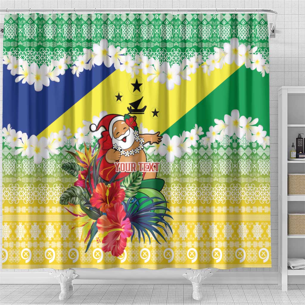 Personalised Malampa Joyeux Noel Shower Curtain Proud To Be a Ni-Van Sand Drawing Art - Polynesian Pride