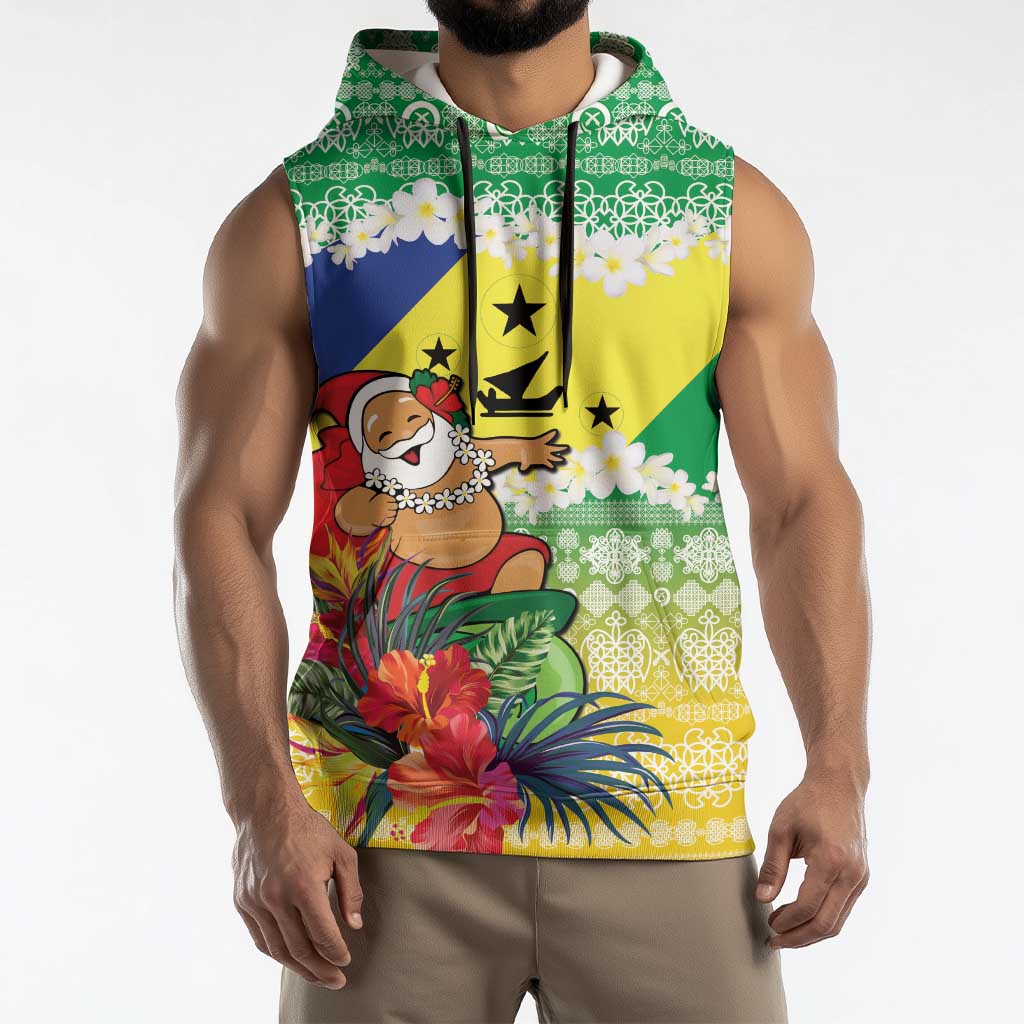 Personalised Malampa Joyeux Noel Sleeveless Hoodie Proud To Be a Ni-Van Sand Drawing Art - Polynesian Pride