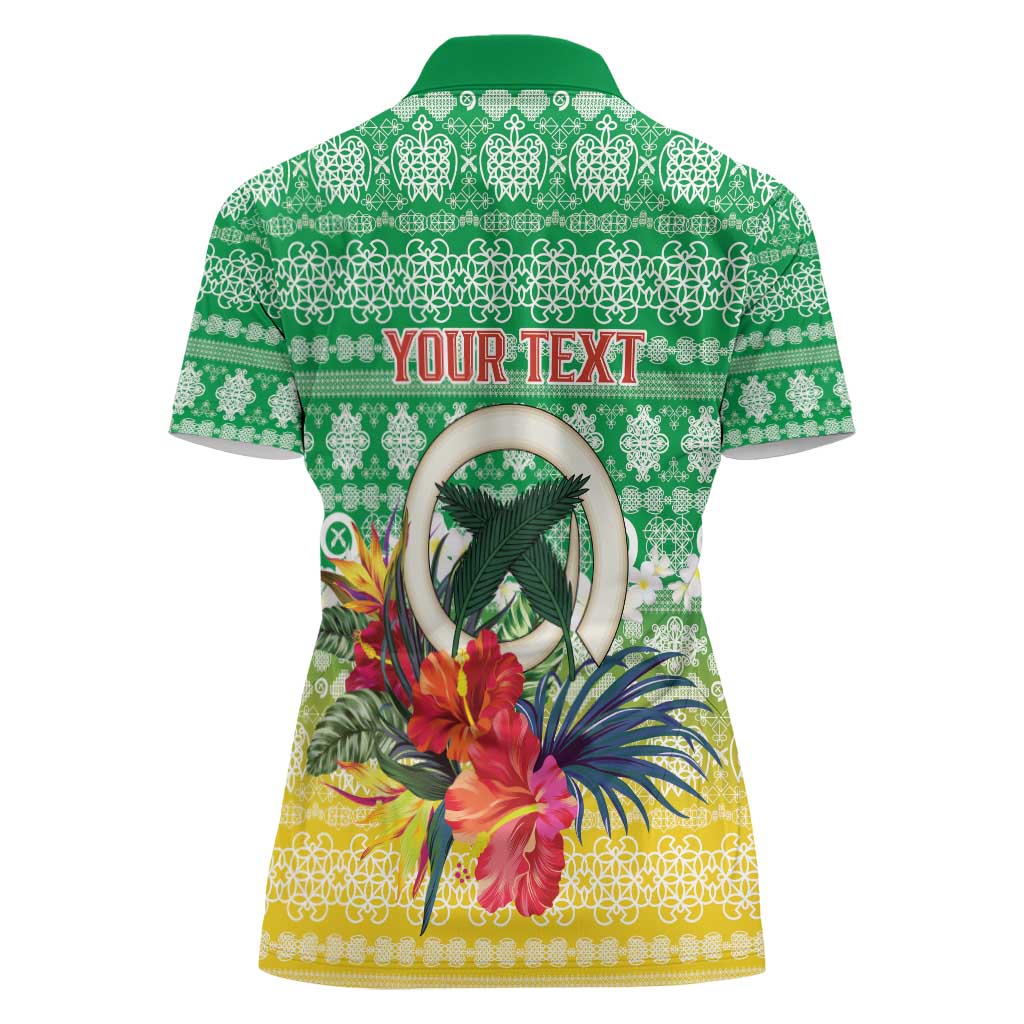 Personalised Malampa Joyeux Noel Women Polo Shirt Proud To Be a Ni-Van Sand Drawing Art - Polynesian Pride