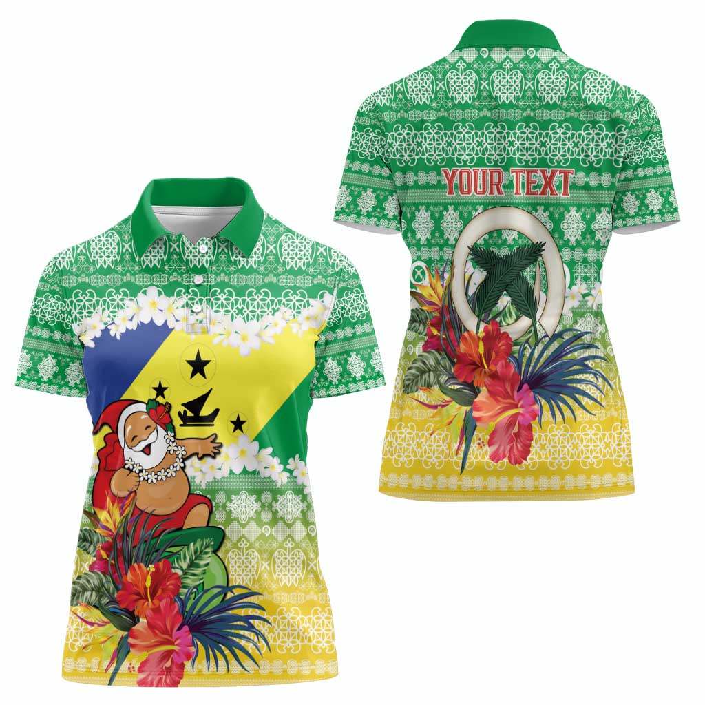 Personalised Malampa Joyeux Noel Women Polo Shirt Proud To Be a Ni-Van Sand Drawing Art - Polynesian Pride