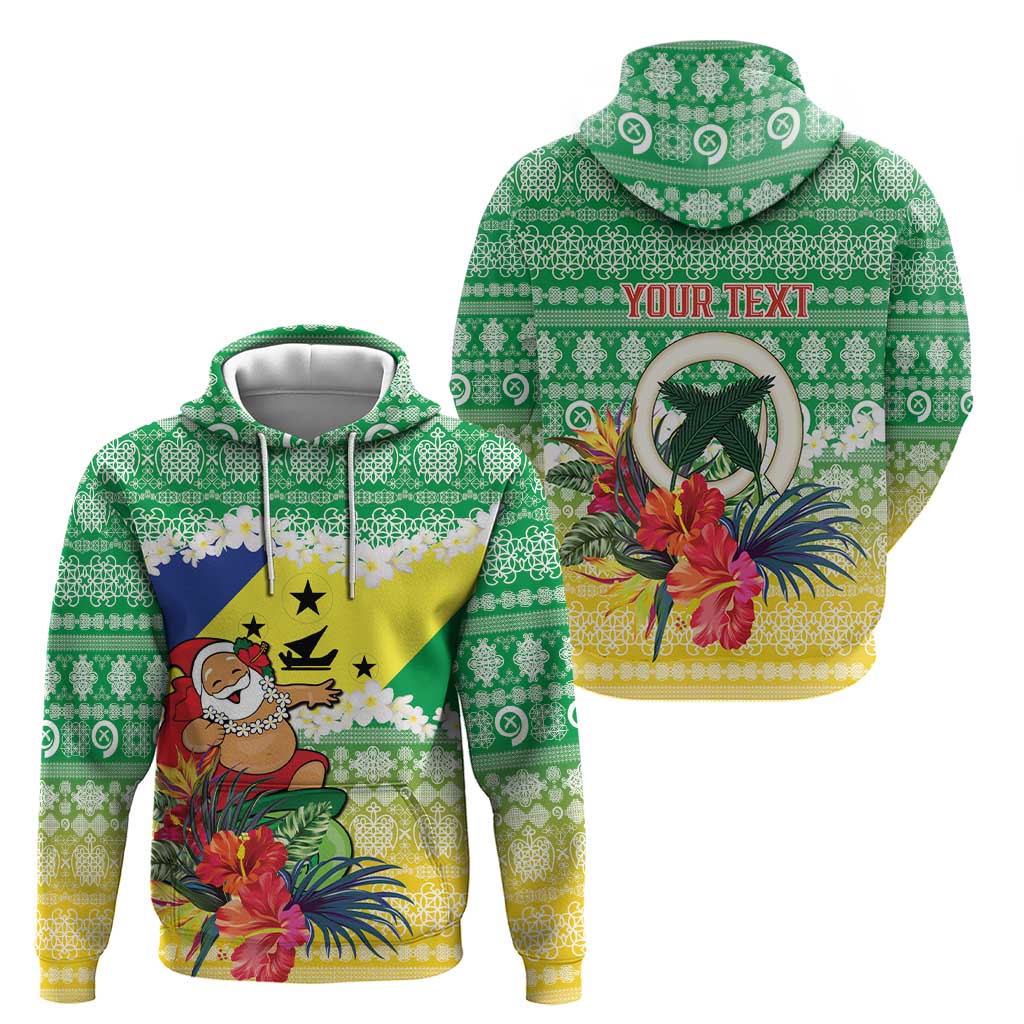 Personalised Malampa Joyeux Noel Zip Hoodie Proud To Be a Ni-Van Sand Drawing Art - Polynesian Pride