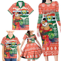 Personalised Penama Joyeux Noel Family Matching Long Sleeve Bodycon Dress and Hawaiian Shirt Proud To Be a Ni-Van Sand Drawing Art - Polynesian Pride