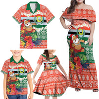 Personalised Penama Joyeux Noel Family Matching Off Shoulder Maxi Dress and Hawaiian Shirt Proud To Be a Ni-Van Sand Drawing Art - Polynesian Pride