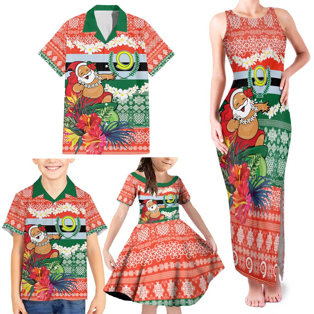 Personalised Penama Joyeux Noel Family Matching Tank Maxi Dress and Hawaiian Shirt Proud To Be a Ni-Van Sand Drawing Art - Polynesian Pride