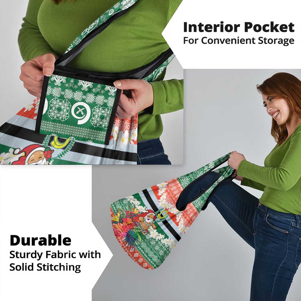 Personalised Penama Joyeux Noel Grocery Bag Proud To Be a Ni-Van Sand Drawing Art - Polynesian Pride