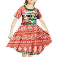 Personalised Penama Joyeux Noel Kid Short Sleeve Dress Proud To Be a Ni-Van Sand Drawing Art LT9 - Polynesian Pride