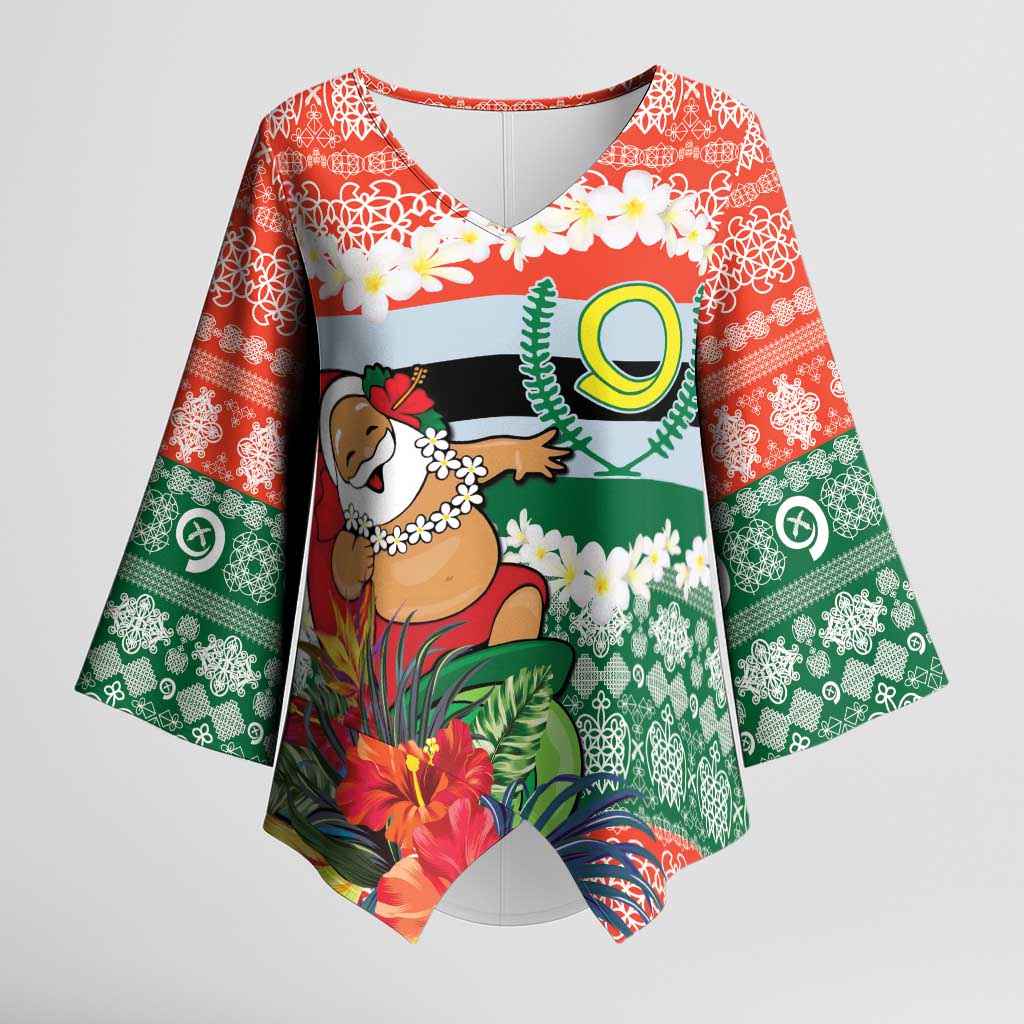 Personalised Penama Joyeux Noel Kimono Sleeve Blouse Proud To Be a Ni-Van Sand Drawing Art - Polynesian Pride