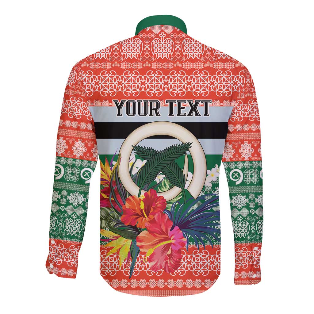 Personalised Penama Joyeux Noel Long Sleeve Button Shirt Proud To Be a Ni-Van Sand Drawing Art LT9 - Polynesian Pride