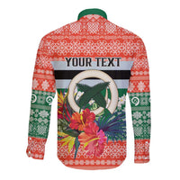 Personalised Penama Joyeux Noel Long Sleeve Button Shirt Proud To Be a Ni-Van Sand Drawing Art LT9 - Polynesian Pride