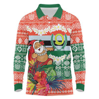 Personalised Penama Joyeux Noel Long Sleeve Polo Shirt Proud To Be a Ni-Van Sand Drawing Art LT9 Red - Polynesian Pride