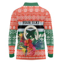 Personalised Penama Joyeux Noel Long Sleeve Polo Shirt Proud To Be a Ni-Van Sand Drawing Art LT9 - Polynesian Pride