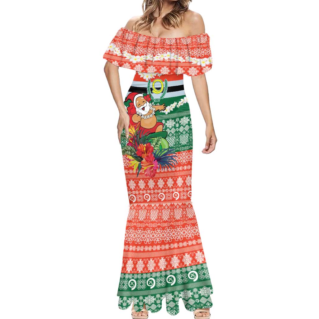 Personalised Penama Joyeux Noel Mermaid Dress Proud To Be a Ni-Van Sand Drawing Art - Polynesian Pride