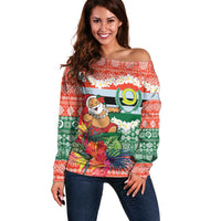 Personalised Penama Joyeux Noel Off Shoulder Sweater Proud To Be a Ni-Van Sand Drawing Art - Polynesian Pride