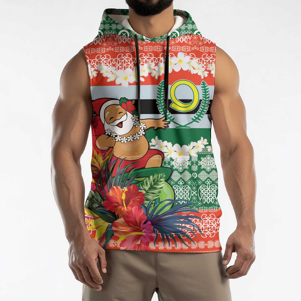 Personalised Penama Joyeux Noel Sleeveless Hoodie Proud To Be a Ni-Van Sand Drawing Art LT9 - Polynesian Pride