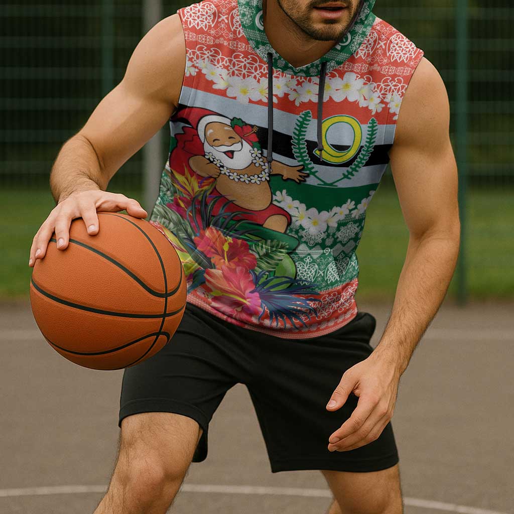 Personalised Penama Joyeux Noel Sleeveless Hoodie Proud To Be a Ni-Van Sand Drawing Art LT9 - Polynesian Pride