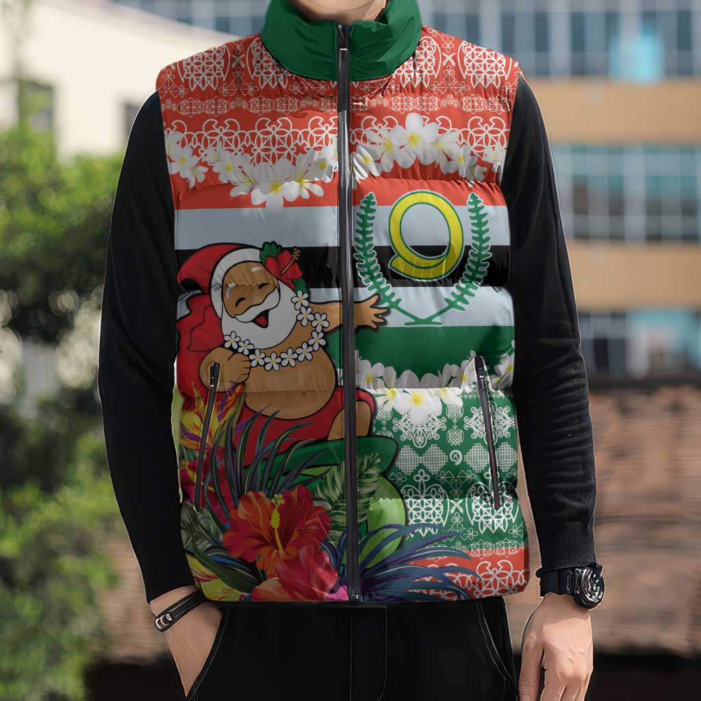 Personalised Penama Joyeux Noel Sleeveless Puffer Jacket Proud To Be a Ni-Van Sand Drawing Art LT9 - Polynesian Pride