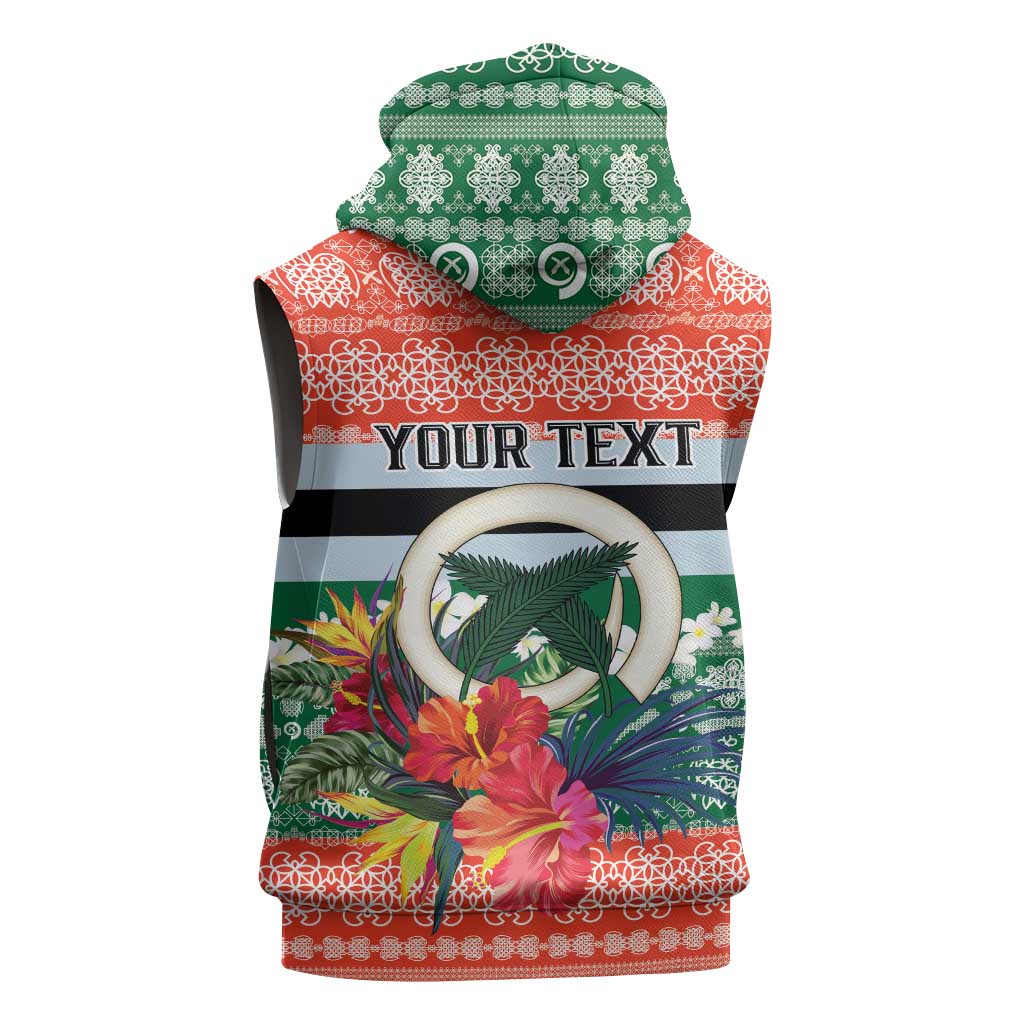 Personalised Penama Joyeux Noel Sleeveless Zip Hoodie Proud To Be a Ni-Van Sand Drawing Art - Polynesian Pride