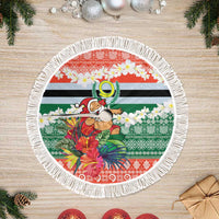 Penama Joyeux Noel Tree Skirt Proud To Be a Ni-Van Sand Drawing Art LT9 Fringed Red - Polynesian Pride