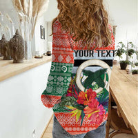 Personalised Penama Joyeux Noel Women Casual Shirt Proud To Be a Ni-Van Sand Drawing Art - Polynesian Pride