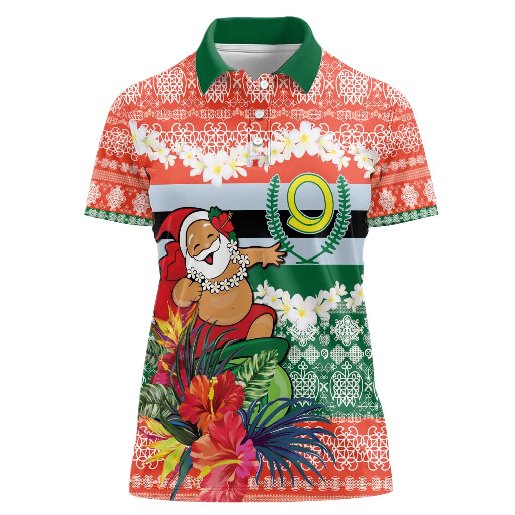 Personalised Penama Joyeux Noel Women Polo Shirt Proud To Be a Ni-Van Sand Drawing Art - Polynesian Pride