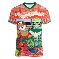 Personalised Penama Joyeux Noel Women V-Neck T-Shirt Proud To Be a Ni-Van Sand Drawing Art - Polynesian Pride