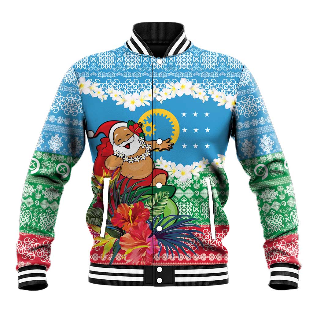 Personalised Sanma Joyeux Noel Baseball Jacket Proud To Be a Ni-Van Sand Drawing Art LT9 Unisex Blue - Polynesian Pride