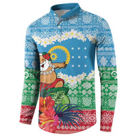 Personalised Sanma Joyeux Noel Button Sweatshirt Proud To Be a Ni-Van Sand Drawing Art - Polynesian Pride
