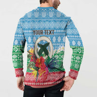 Personalised Sanma Joyeux Noel Button Sweatshirt Proud To Be a Ni-Van Sand Drawing Art - Polynesian Pride