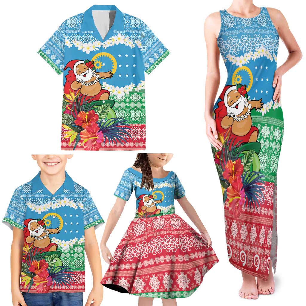 Personalised Sanma Joyeux Noel Family Matching Tank Maxi Dress and Hawaiian Shirt Proud To Be a Ni-Van Sand Drawing Art - Polynesian Pride