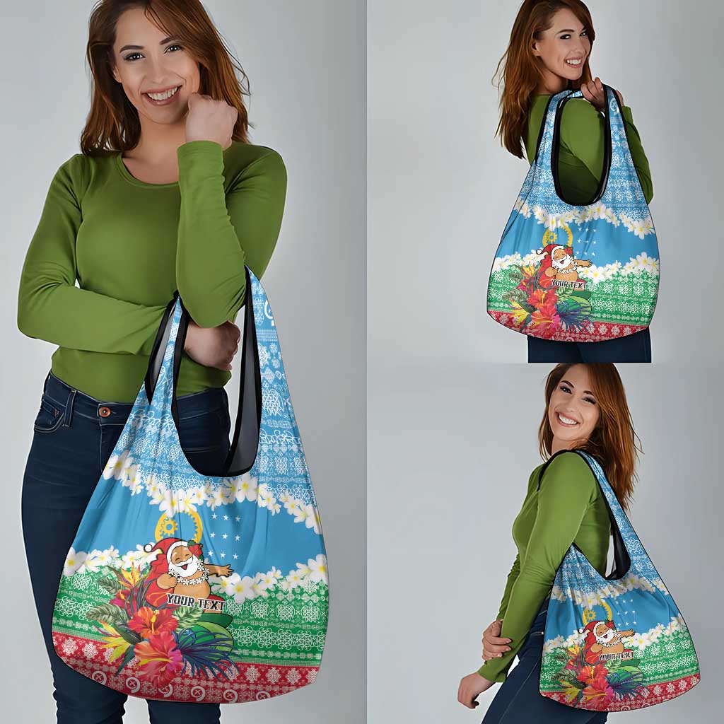 Personalised Sanma Joyeux Noel Grocery Bag Proud To Be a Ni-Van Sand Drawing Art - Polynesian Pride