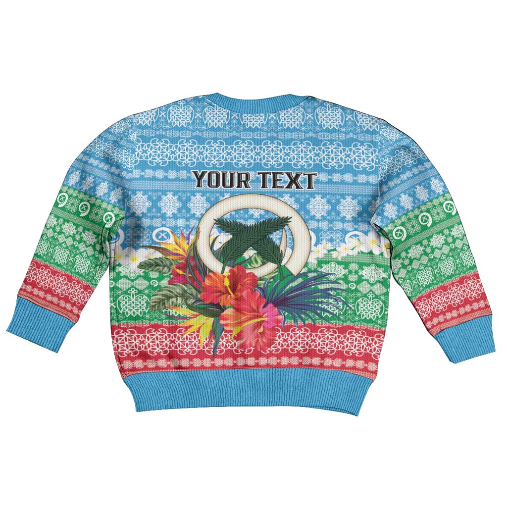 Personalised Sanma Joyeux Noel Kid Ugly Christmas Sweater Proud To Be a Ni-Van Sand Drawing Art - Polynesian Pride