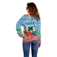 Personalised Sanma Joyeux Noel Off Shoulder Sweater Proud To Be a Ni-Van Sand Drawing Art - Polynesian Pride