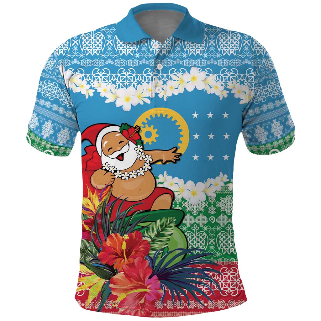 Personalised Sanma Joyeux Noel Polo Shirt Proud To Be a Ni-Van Sand Drawing Art LT9 Blue - Polynesian Pride