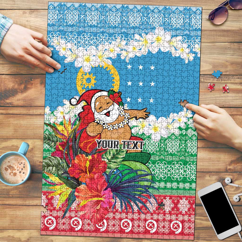 Personalised Sanma Joyeux Noel Puzzle Proud To Be a Ni-Van Sand Drawing Art LT9 Blue - Polynesian Pride