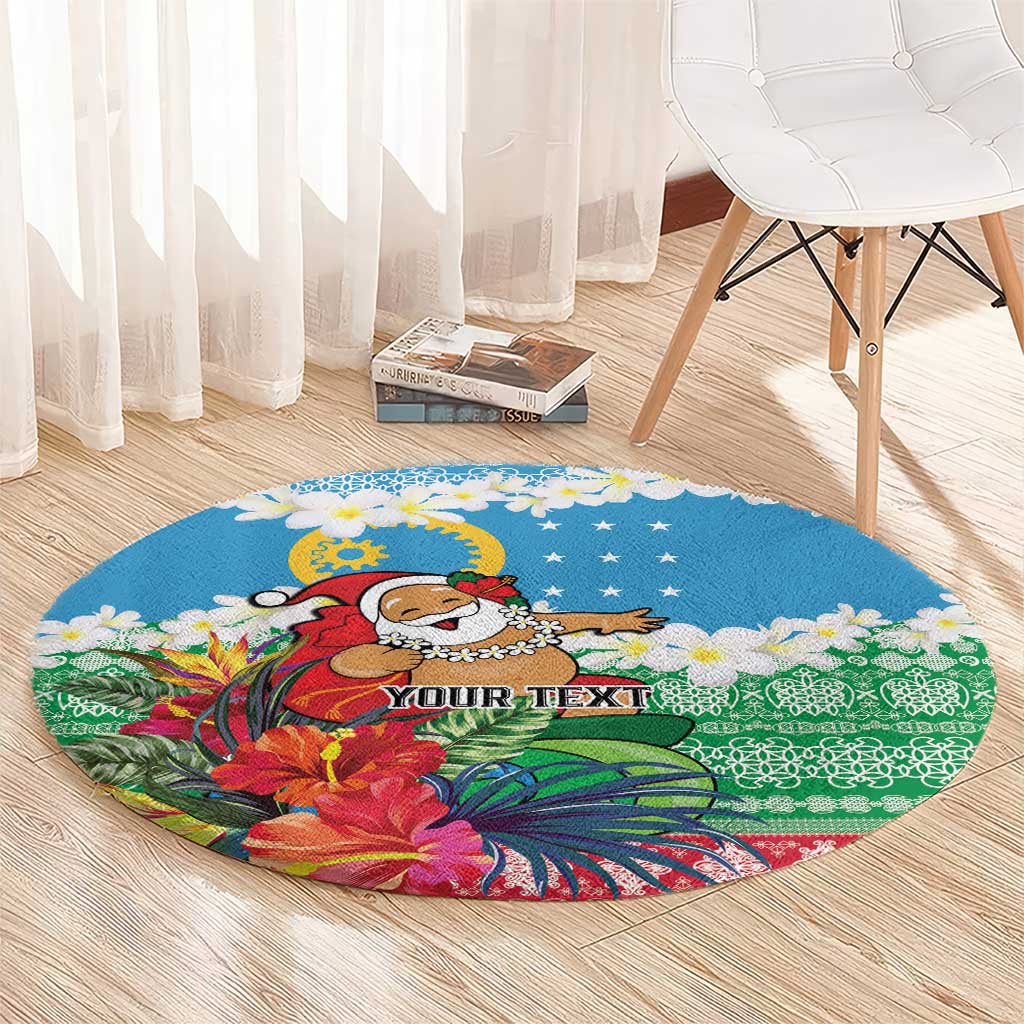 Personalised Sanma Joyeux Noel Round Carpet Proud To Be a Ni-Van Sand Drawing Art LT9 - Polynesian Pride