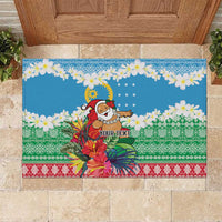 Personalised Sanma Joyeux Noel Rubber Doormat Proud To Be a Ni-Van Sand Drawing Art LT9 Blue - Polynesian Pride
