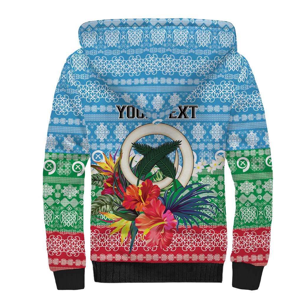 Personalised Sanma Joyeux Noel Sherpa Hoodie Proud To Be a Ni-Van Sand Drawing Art - Polynesian Pride