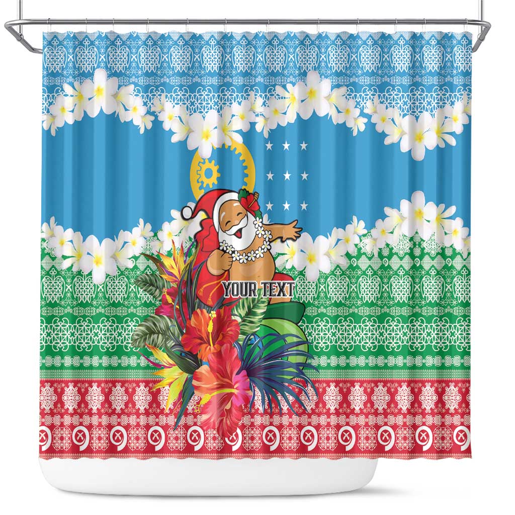 Personalised Sanma Joyeux Noel Shower Curtain Proud To Be a Ni-Van Sand Drawing Art - Polynesian Pride