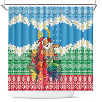 Personalised Sanma Joyeux Noel Shower Curtain Proud To Be a Ni-Van Sand Drawing Art - Polynesian Pride