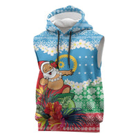Personalised Sanma Joyeux Noel Sleeveless Hoodie Proud To Be a Ni-Van Sand Drawing Art LT9 Blue - Polynesian Pride