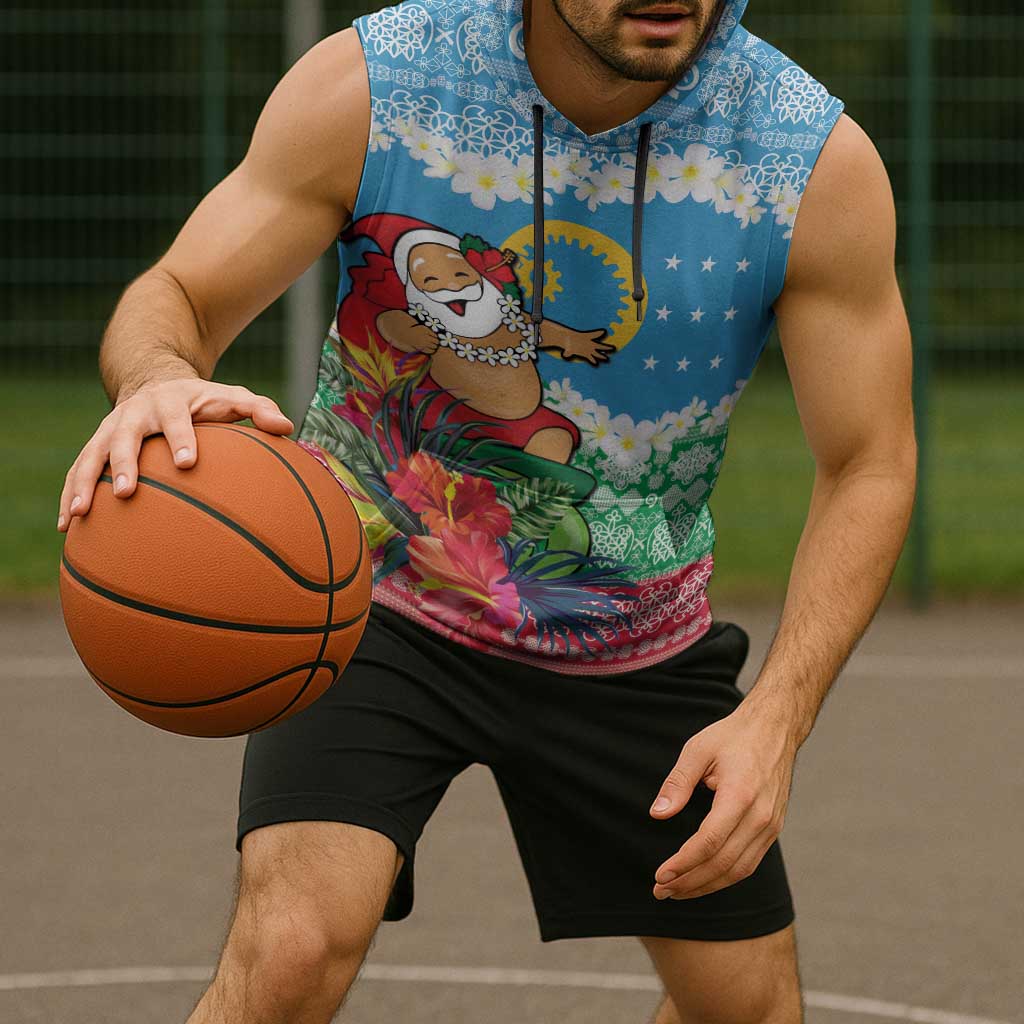 Personalised Sanma Joyeux Noel Sleeveless Hoodie Proud To Be a Ni-Van Sand Drawing Art LT9 - Polynesian Pride