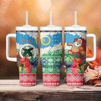 Personalised Sanma Joyeux Noel Tumbler With Handle Proud To Be a Ni-Van Sand Drawing Art - Polynesian Pride