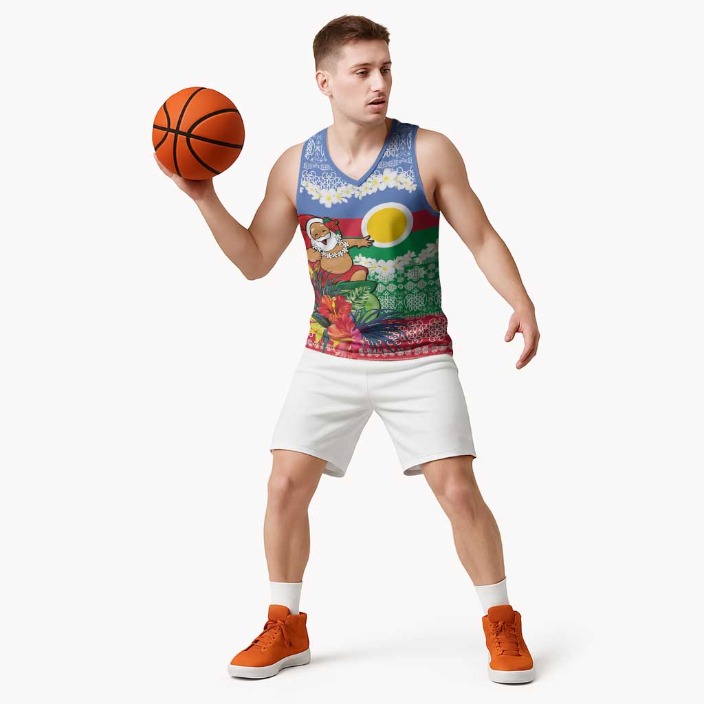 Personalised Shefa Joyeux Noel Basketball Jersey Proud To Be a Ni-Van Sand Drawing Art - Polynesian Pride