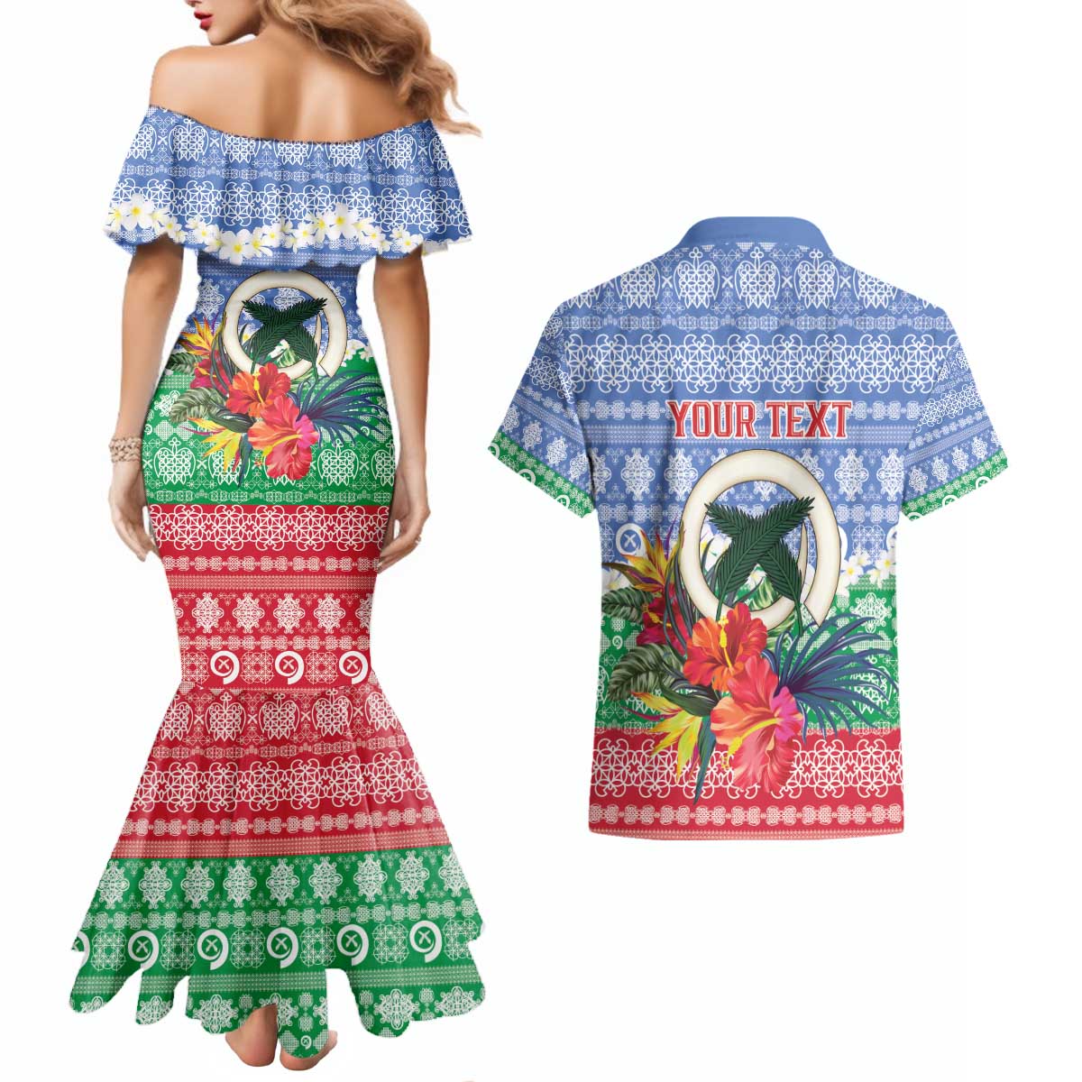 Personalised Shefa Joyeux Noel Couples Matching Mermaid Dress and Hawaiian Shirt Proud To Be a Ni-Van Sand Drawing Art - Polynesian Pride